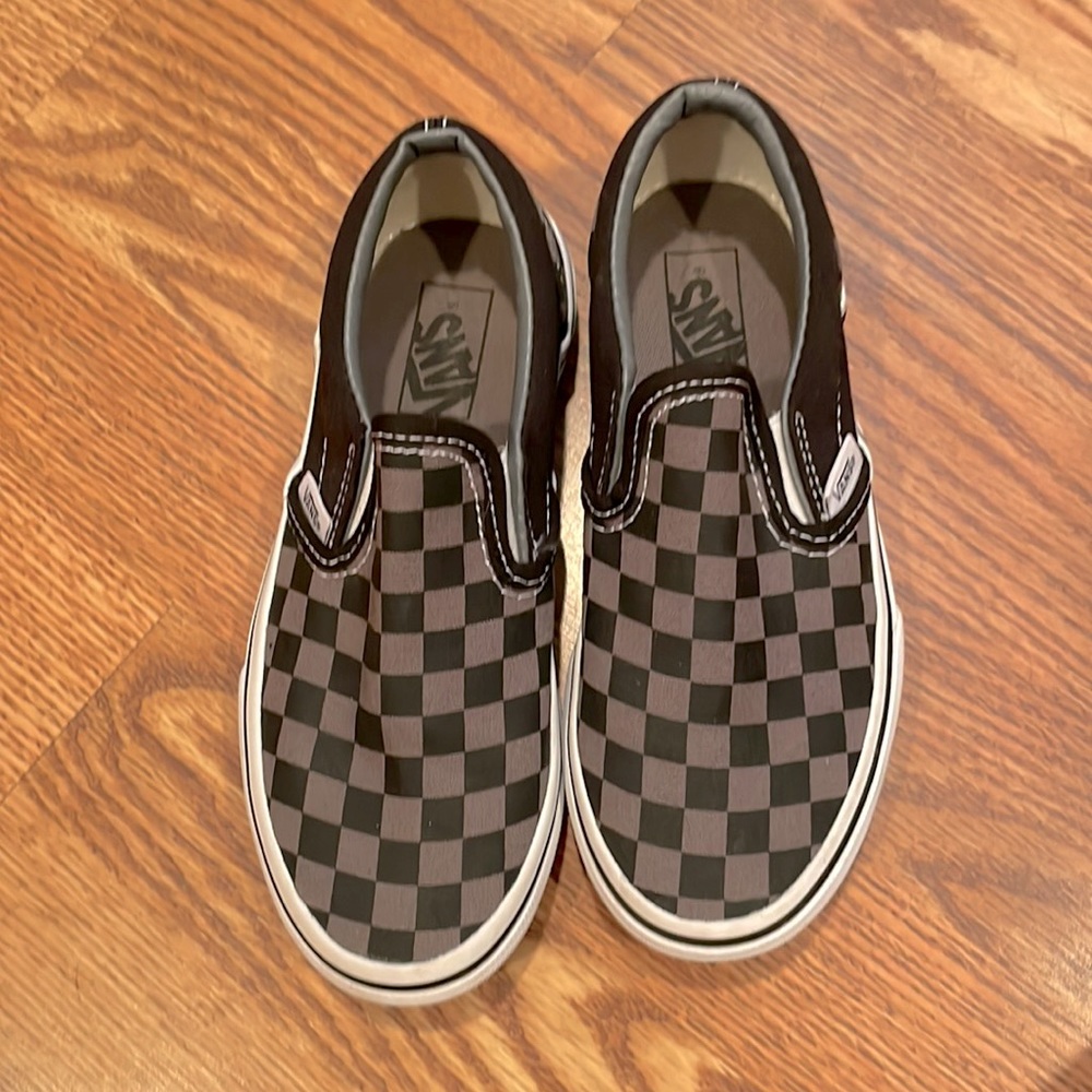 Gray/Black checkered Vans